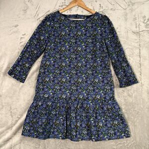 Free People The Avenue Mini Dress Blue Floral Ruffle Drop Waist S S/P Fairycore